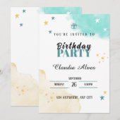 Uitnodigingskaart voor kinderverjaardagsfeestje kaart (Voorkant / Achterkant)