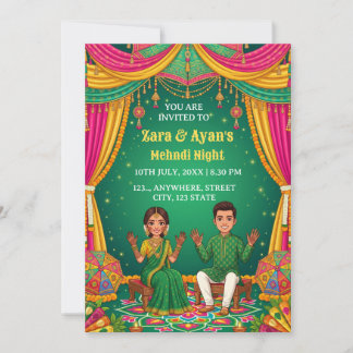 Uitnodigingskaart voor Mehndi Night Ceremonie voor Kaart