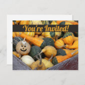 Uitnodigingskaart voor oogstfeest met lachende kal uitnodiging briefkaart (Voorkant / Achterkant)