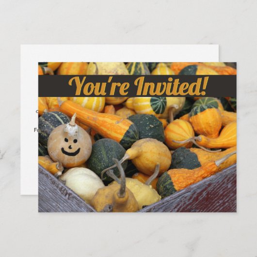 Uitnodigingskaart voor oogstfeest met lachende kal uitnodiging briefkaart (Voorkant / Achterkant)