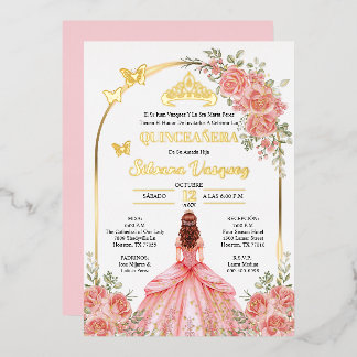Uitnodigingskaart voor Quinceañera Folie Uitnodiging