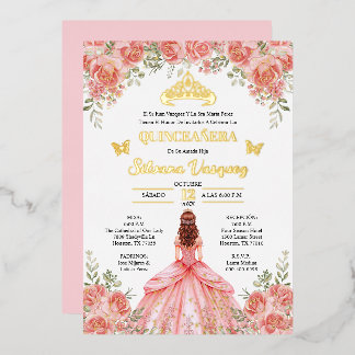 Uitnodigingskaart voor Quinceañera Quinceanera uit Folie Uitnodiging
