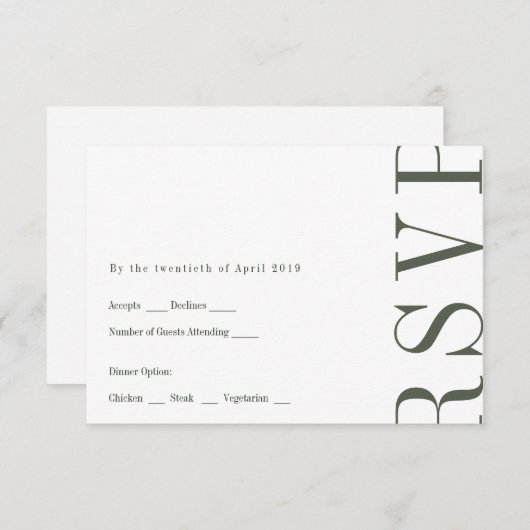 Uitnodigingskaart voor redactionele stijl RSVP (Voorkant / Achterkant)