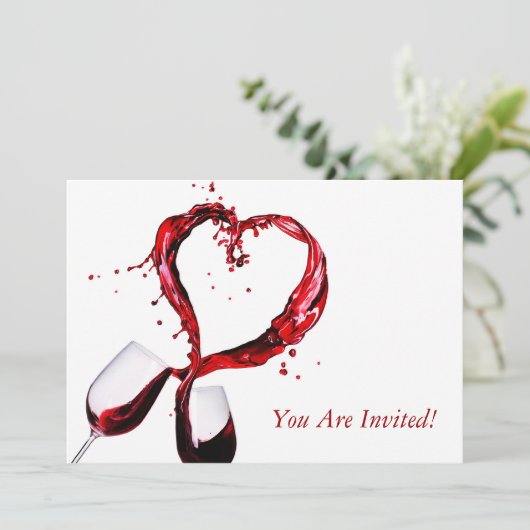Uitnodigingskaart voor Rode Wijn Glas Proeverij Cl Kaart (Staand voorkant)
