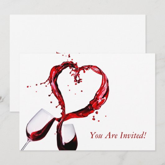 Uitnodigingskaart voor Rode Wijn Glas Proeverij Cl Kaart (Voorkant / Achterkant)