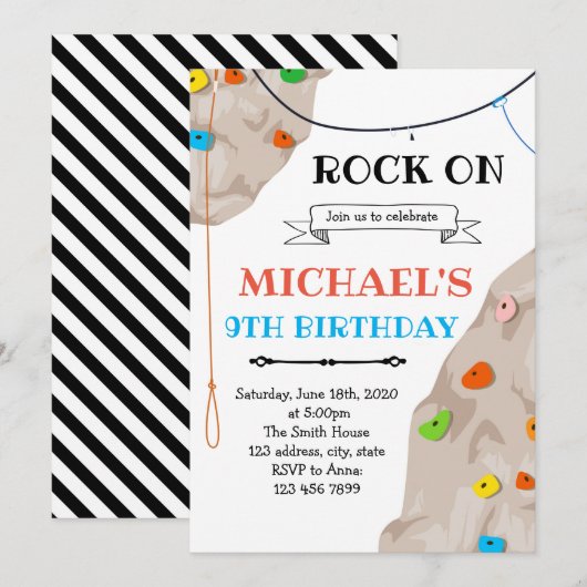 Uitnodigingskaart voor rotsklimfeest kaart (Voorkant / Achterkant)