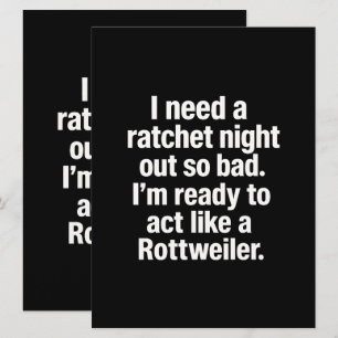 Uitnodigingskaart voor Rottweiler Ratchet Night Ou Kaart