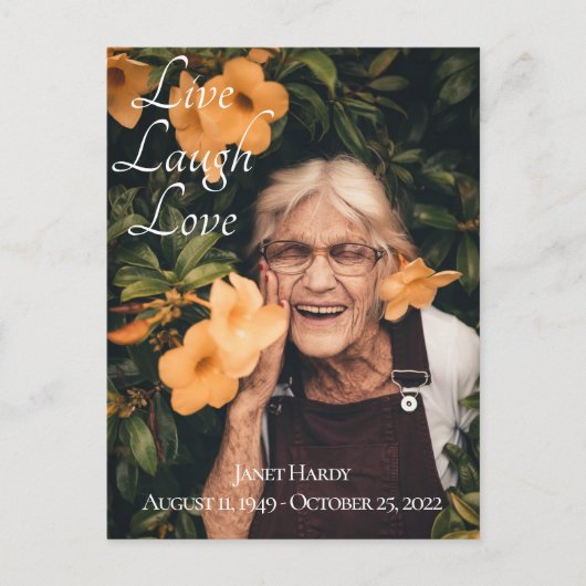 Uitnodigingskaart voor rouwdienst met de tekst 'Le Briefkaart (Voorkant)