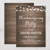 Uitnodigingskaart voor Rustic Wood Housewarming Pa Kaart (Voorkant / Achterkant)
