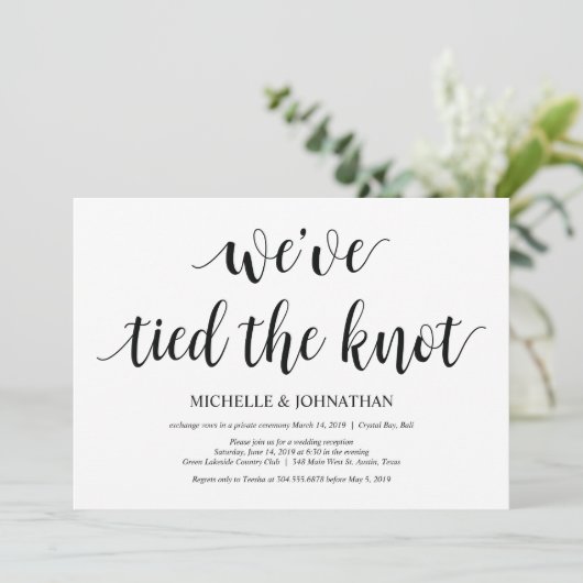 Uitnodigingskaart voor rustieke trouwerij na elope kaart (Staand voorkant)