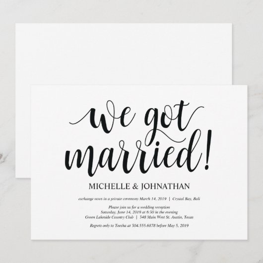 Uitnodigingskaart voor rustieke trouwerij-receptie kaart (Voorkant / Achterkant)