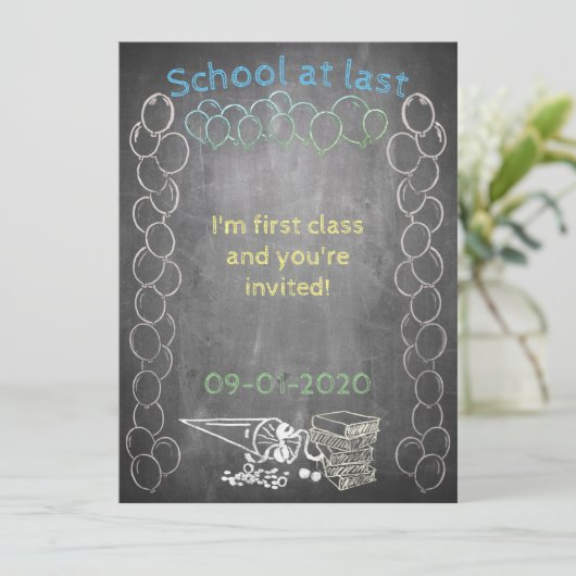 Uitnodigingskaart voor schoolinschrijving op het b (Staand voorkant)