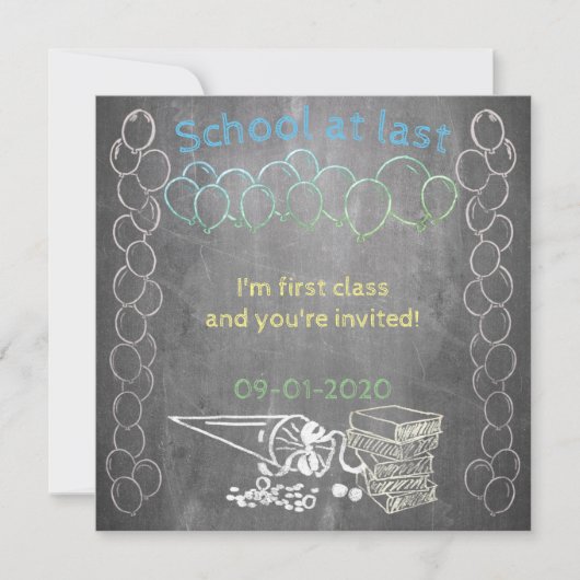 Uitnodigingskaart voor schoolinschrijving op het b (Voorkant)