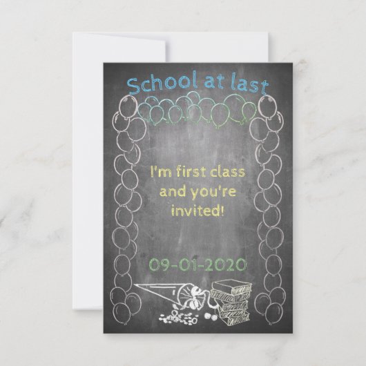 Uitnodigingskaart voor schoolinschrijving op het b (Voorkant)