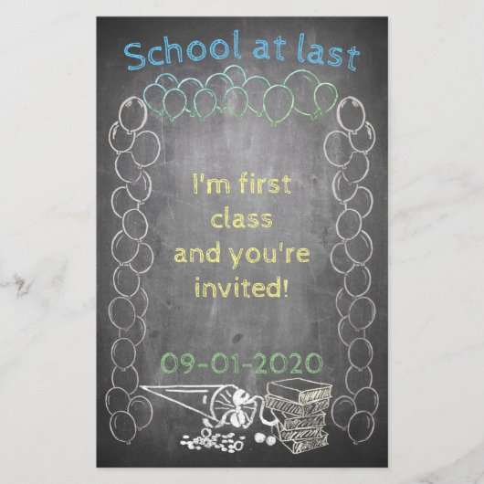 Uitnodigingskaart voor schoolinschrijving op het b (Voorkant)