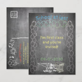 Uitnodigingskaart voor schoolinschrijving op het b feestdagenkaart (Voorkant / Achterkant)