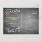 Uitnodigingskaart voor schoolinschrijving op het b feestdagenkaart (Achterkant)