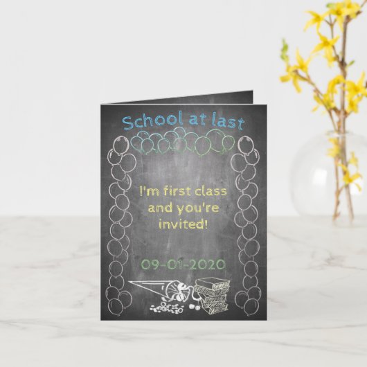 Uitnodigingskaart voor schoolinschrijving op het b kaart (Gele Bloem)