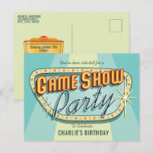 Uitnodigingskaart voor spelshowfeestje uitnodiging briefkaart (Voorkant / Achterkant)