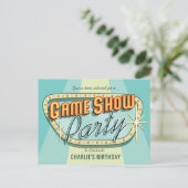 Uitnodigingskaart voor spelshowfeestje uitnodiging briefkaart (Staand voorkant)