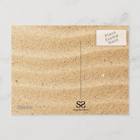 Uitnodigingskaart voor strandfeest met perkament o uitnodiging briefkaart (Achterkant)