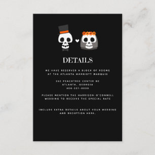Uitnodigingskaart voor Sweet Skulls-huwelijk Informatiekaartje