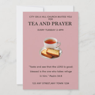Uitnodigingskaart voor Tea and Prayer Church Fello Kaart