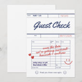 Uitnodigingskaart voor trouwfeest met eigen tekst save the date (Voorkant / Achterkant)