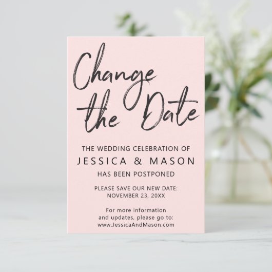 Uitnodigingskaart voor uitgestelde bruiloft kaart (Staand voorkant)