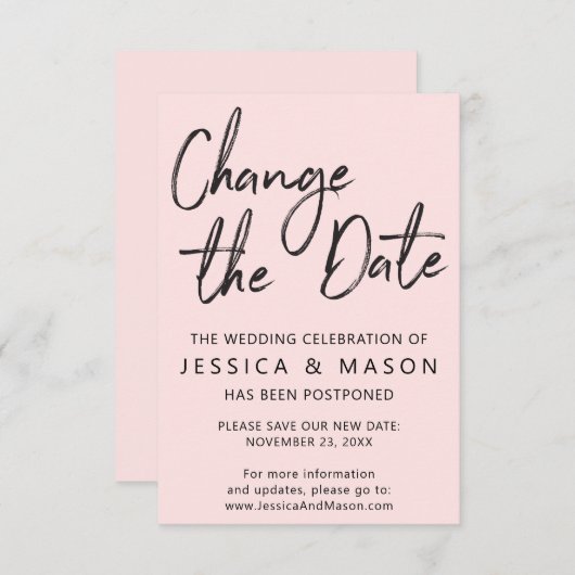 Uitnodigingskaart voor uitgestelde bruiloft kaart (Voorkant / Achterkant)