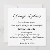 Uitnodigingskaart voor uitstel van de bruiloft kaart (Voorkant)