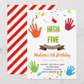 Uitnodigingskaart voor verjaardagsfeest met high f kaart (Voorkant / Achterkant)