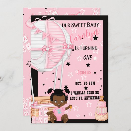 Uitnodigingskaart voor verjaardagsfeestje 'Up Up & (Voorkant / Achterkant)