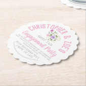 Uitnodigingskaart voor verlovingsfeest op de vorm  kartonnen onderzetters (Gekanteld)