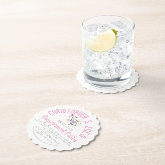 Uitnodigingskaart voor verlovingsfeest op de vorm kartonnen onderzetters (Insitu)