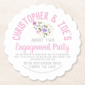 Uitnodigingskaart voor verlovingsfeest op kartonne kartonnen onderzetters (Voorkant)