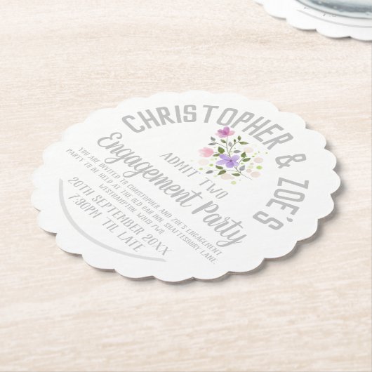 Uitnodigingskaart voor verlovingsfeestje kartonnen onderzetters (Gekanteld)