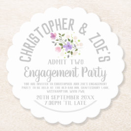 Uitnodigingskaart voor verlovingsfeestje kartonnen onderzetters