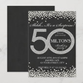 Uitnodigingskaart voor verrassingsfeestje 50ste ve kaart (Voorkant / Achterkant)