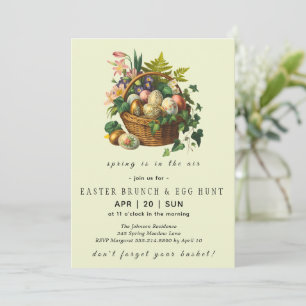 Uitnodigingskaart voor vintage Pasen brunch vlakke Kaart