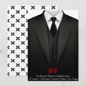 Uitnodigingskaart voor vrijgezellenfeest suit up v kaart (Voorkant / Achterkant)