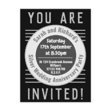 Uitnodigingskaart voor zilveren huwelijksjubileumf