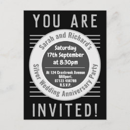 Uitnodigingskaart voor zilveren huwelijksjubileumf uitnodiging briefkaart