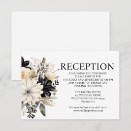 Uitnodigingskaart voor zwart-witte bruiloftsrecept informatiekaartje