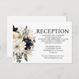 Uitnodigingskaart voor zwart-witte bruiloftsrecept informatiekaartje