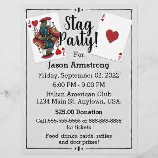 Uitnodigingskaart vrijgezellenfeest met speelkaart flyer