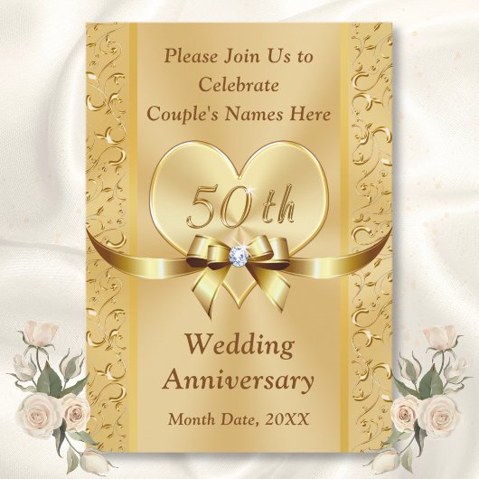 Uitnodigingskaarten 50 jaar trouwdag goud kaart