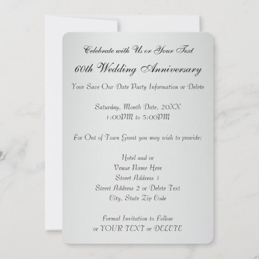 Uitnodigingskaarten 60-jarig huwelijksjubileum "Sa Kaart (Achterkant)