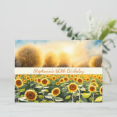 Uitnodigingskaarten 60ste verjaardag - Zonnebloem  Kaart (Staand voorkant)