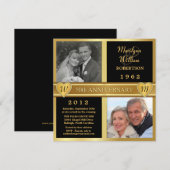 Uitnodigingskaarten met foto en hartjes voor 50-ja kaart (Voorkant / Achterkant)